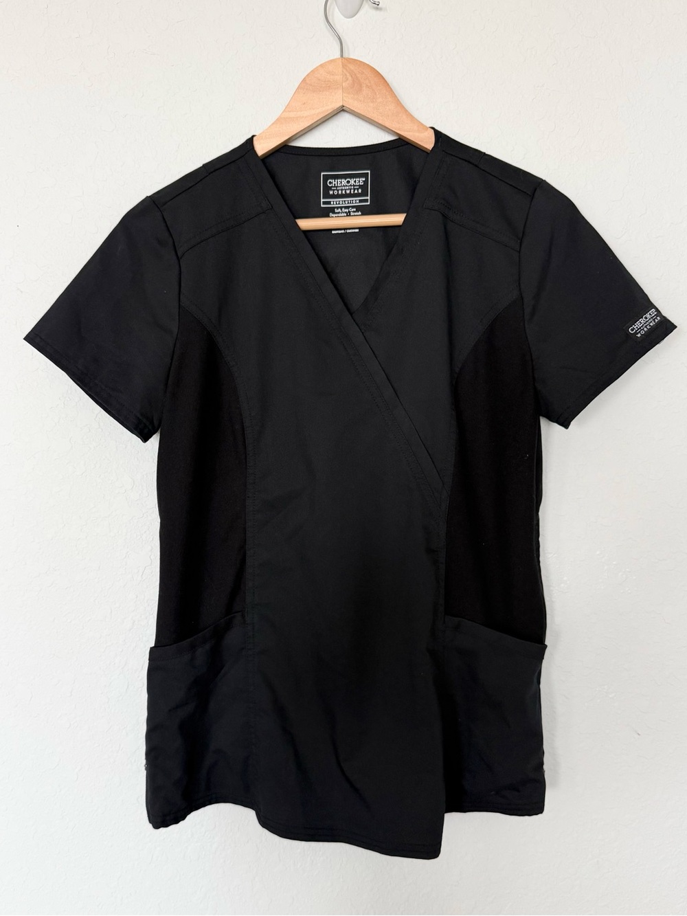 Cherokee Maternity Black V-Neck Scrub Top